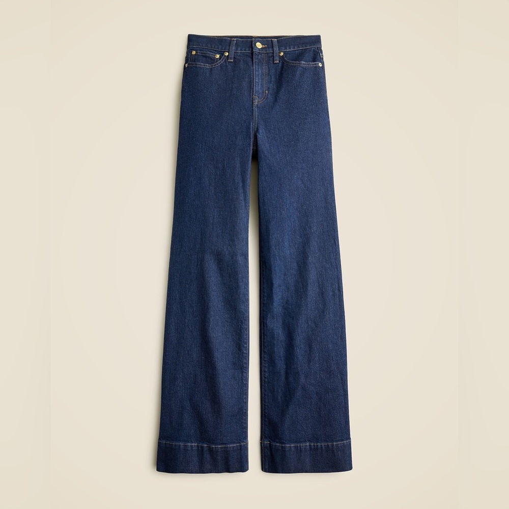 J.Crew ‘96 Embellished Denim Trouser Wide Leg Jeans 31P High Rise Dark Wash - Picture 14 of 16